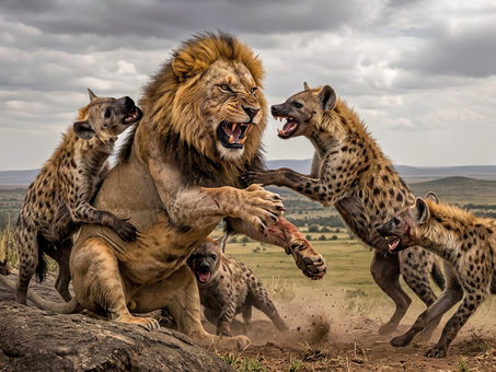Free Lion Hyena photo and picture