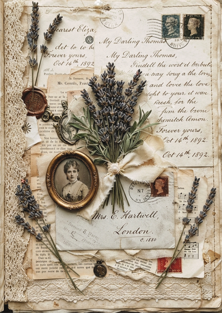 Lavendel, Collage, Dagboek, Papier