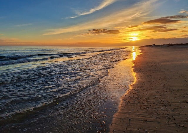 Strand, Sonnenuntergang, Meer, Sand