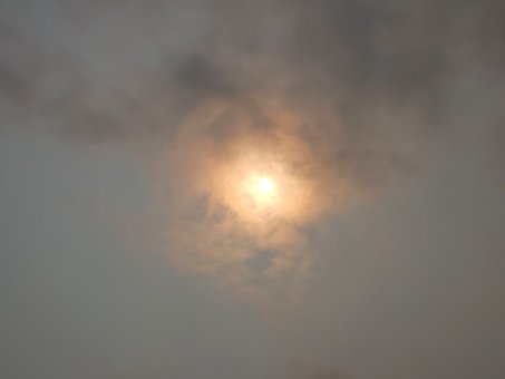 Sol, Røg, Skovbrand, Solnedgang, Rød