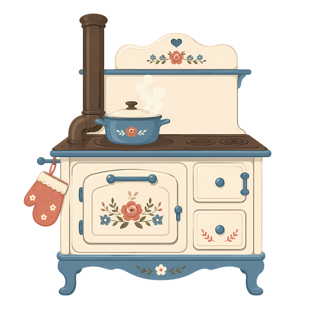 Free vintage stove floral illustration