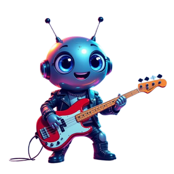 Roboter, Rockstar, Bassgitarre, Antennen