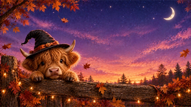 Free halloween highland cow cute animal illustration