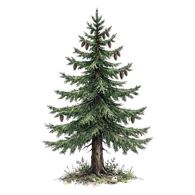 Free pine tree evergreen cones illustration