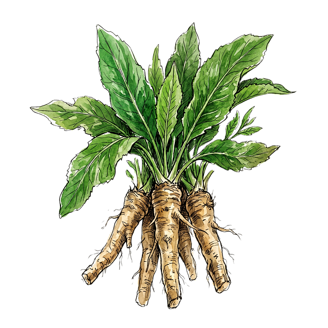 Free horseradish plant roots illustration