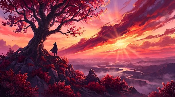 Free Tree Sunset illustration and picture