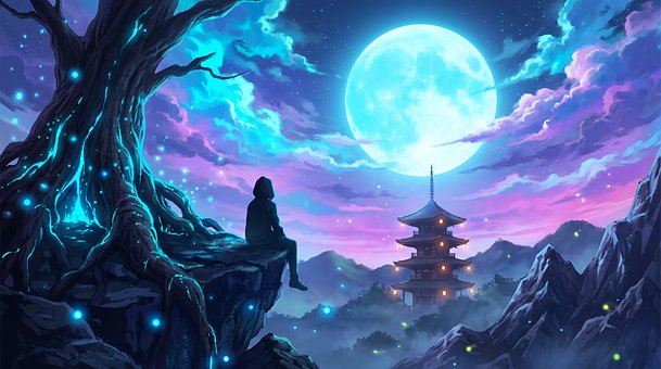 Free Fullmoon Pagoda illustration and picture