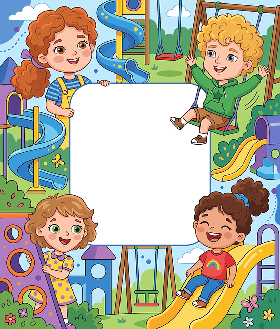 Free kids playground cartoon children colorful illustration vector