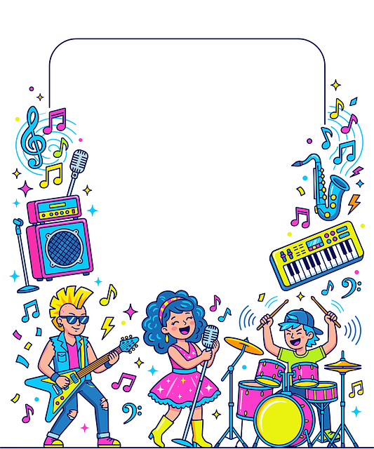 Free kids band cartoon musical instruments vector