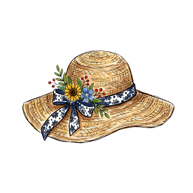 Strohhut, Sommermode, Aquarell, Schleife
