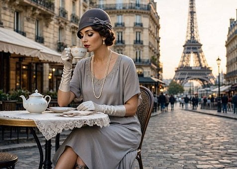 Paris, Frankrig, Café, Kaffe, Kvinde