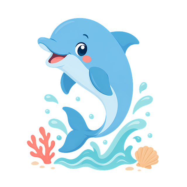 Free blue dolphin cute dolphin dolphin jump illustration