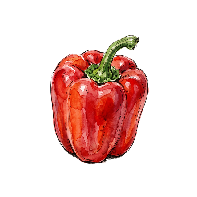 Free red bell pepper watercolor illustration ripe vegetable illustration