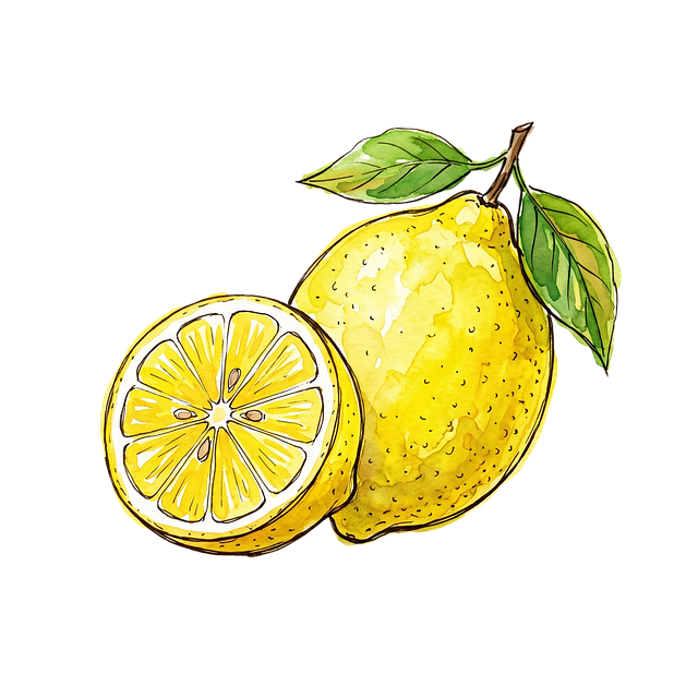 Free lemon lemon slice watercolor illustration