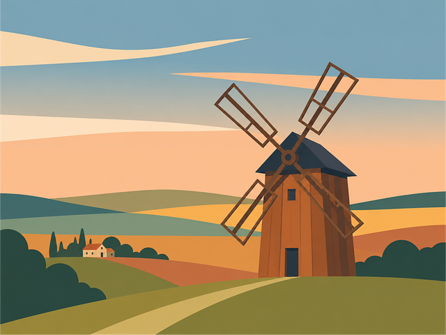 Free windmill countryside landscape vector