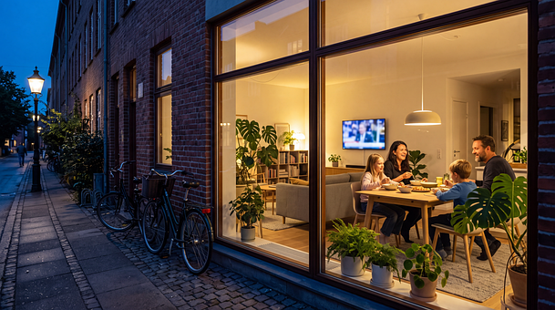 Familie, Abendessen, Apartment, Nacht