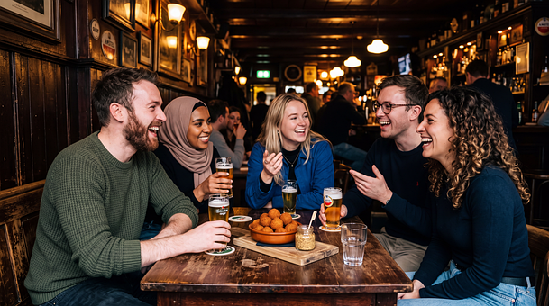 Freunde, Kneipe, Bier, Party, Lachen