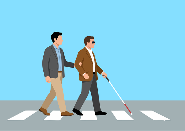 Free blind cane crosswalk vector