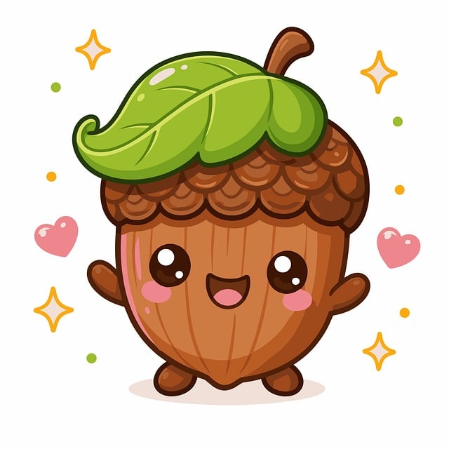 Free cute acorn smiling vector