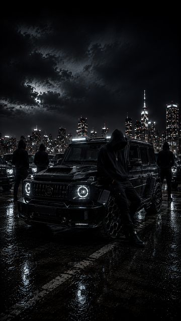 Luxus-Suv, Nachtstadt, Städtisch