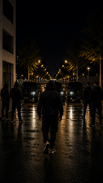 Luxus-Suv, Schwarzes Suv, Konvoi, Nacht