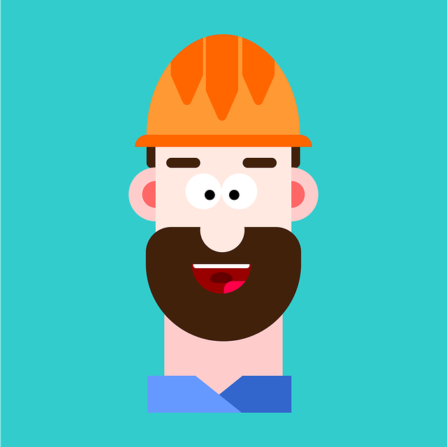 Free cartoon construction worker hardhat illustration