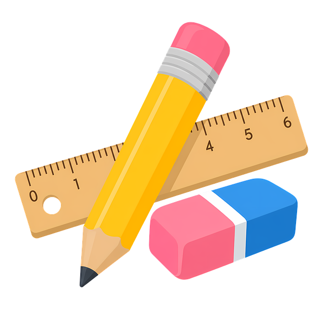 Free school supplies yellow pencil wooden ruler illustration
