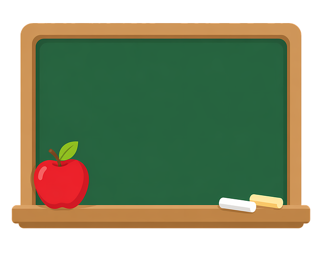Free green chalkboard red apple chalk pieces illustration