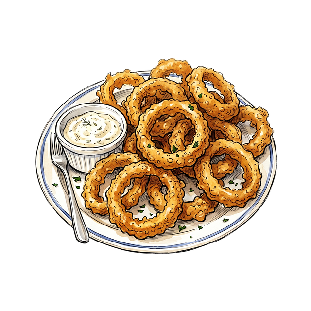 Free onion ring fried plate illustration