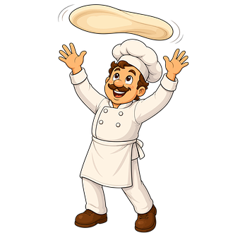 Tegneserie, Kok, Pizza, Bagning, Dej