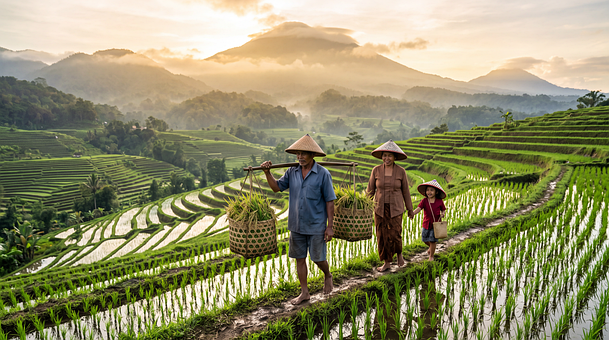 Indonesien, Reisfelder, Reisterrassen