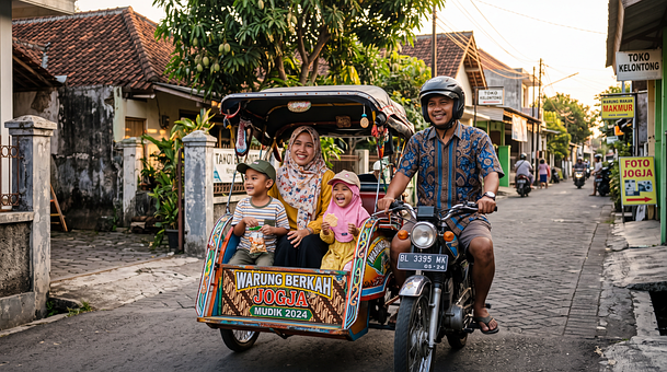 Indonesien, Straße, Familie