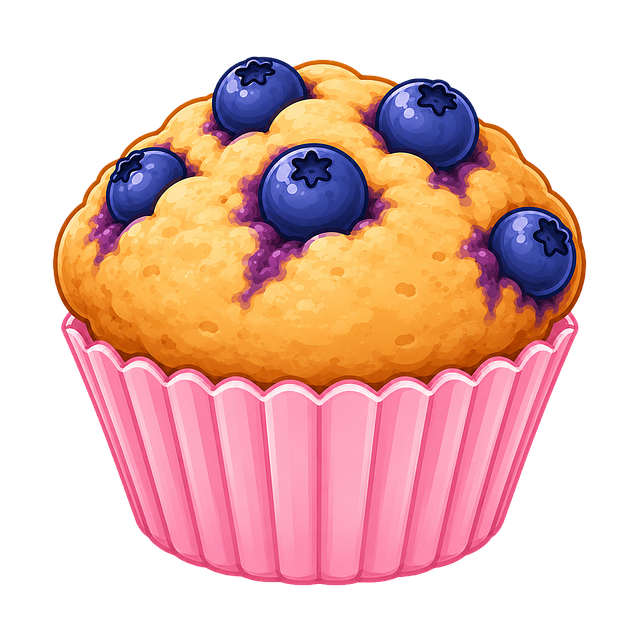 Free blueberry muffin pink wrapper baking illustration