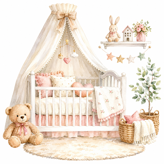 Free crib nursery canopy illustration