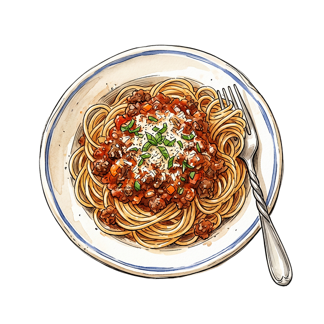 Free spaghetti bolognese sauce pasta illustration
