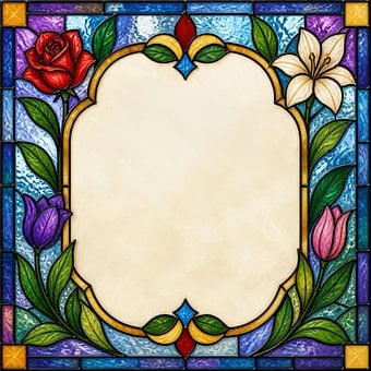 Vitrais, Rosa, Lírio, Borda, Violeta