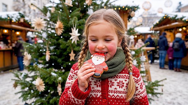 Free Christmas Market Little Girl photo and picture