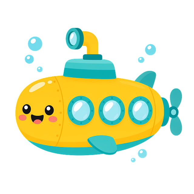Free yellow submarine cute design ocean adventure illustration