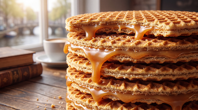 Free stroopwafel caramel cookie illustration