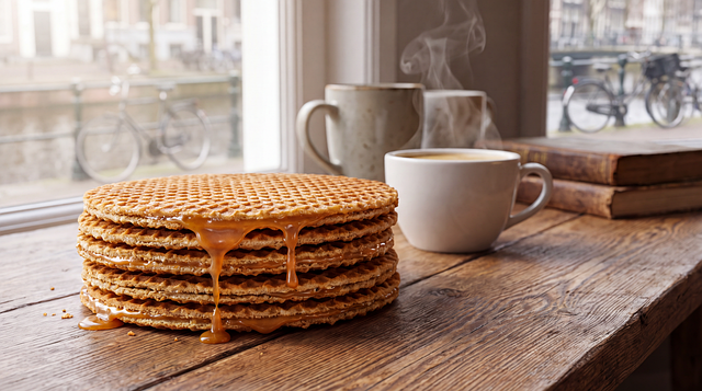 Free stroopwafel caramel coffee illustration
