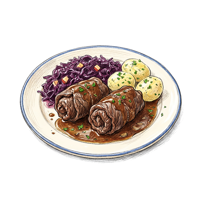 Free beef roulade gravy potatoes illustration