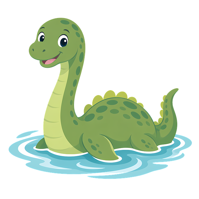 Free loch ness monster smiling cartoon illustration