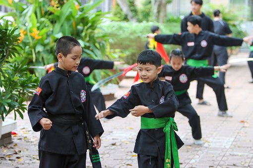 Kampfsport, Training, Kinder, Gruppe