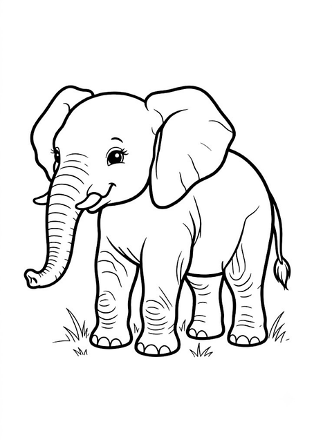 Elefant, Tegning, Linje, Kunst, Skisse
