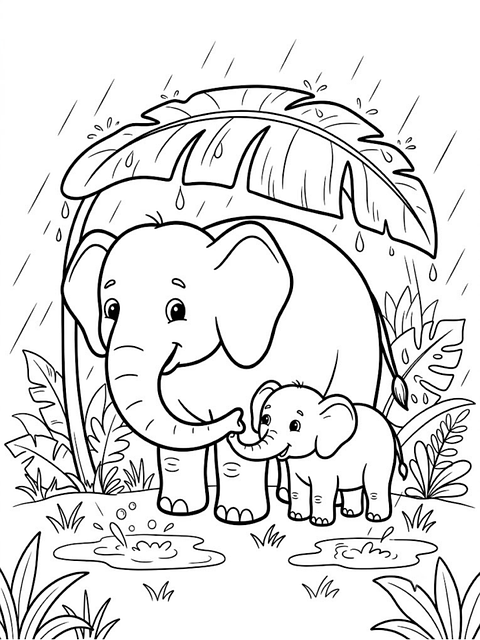 Regn, Blader, Jungel, Ly, Elefant