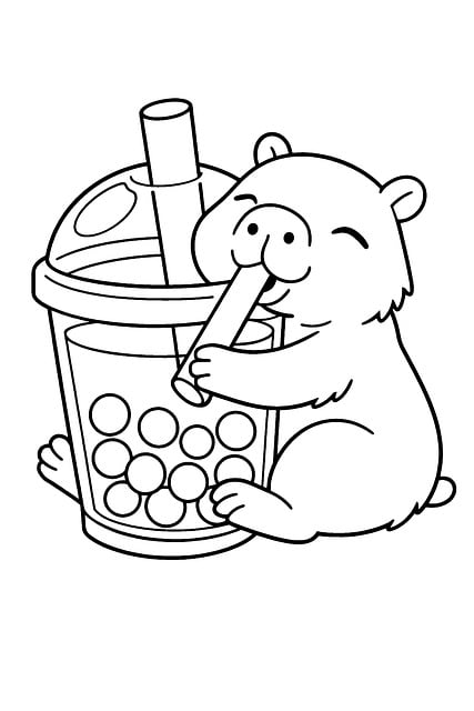 Free bubble tea bear cartoon illustration