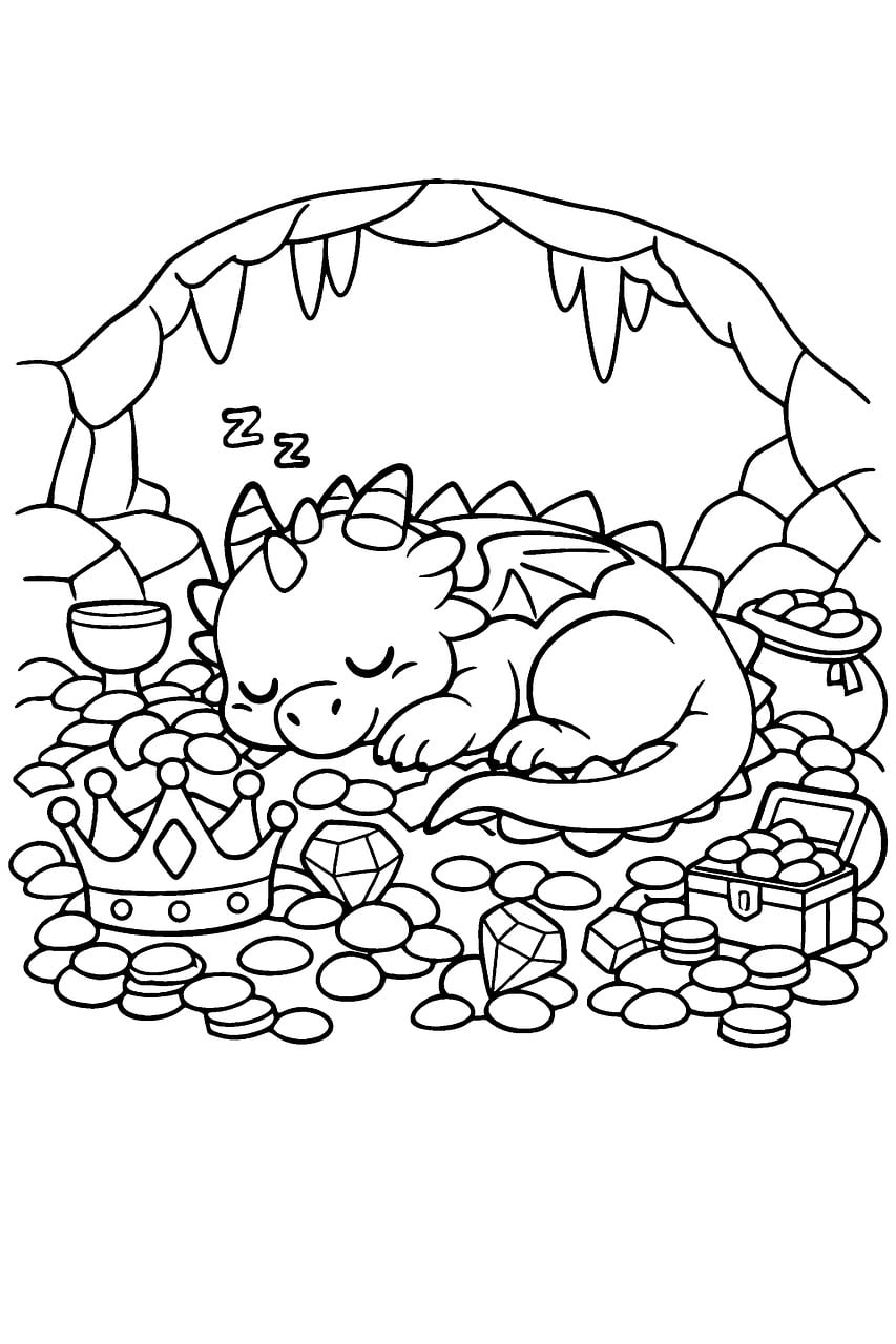 Download free HD stock image of Dragon Treasure Free dragon treasure sleeping illustration