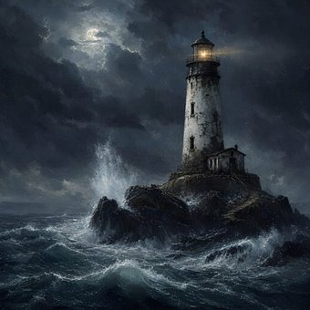 Ocean, Fyrtårn, Storm, Bølger