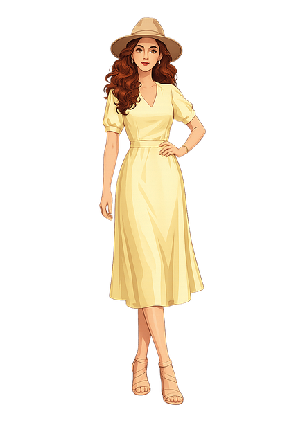 Free woman red hair yellow dress vector
