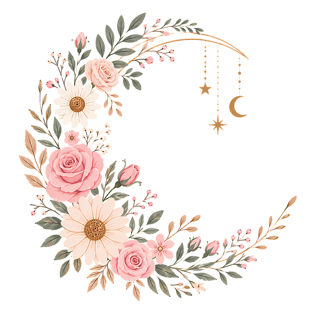 Free floral crescent pink roses floral arrangement illustration
